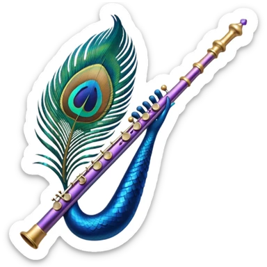Peacock feather with a flute sticker