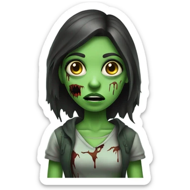 Brunette zombie girl in horror green  sticker