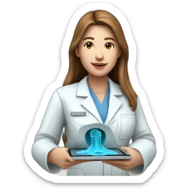 Biomedical-Engineer-studying-hologram-3d-model-of-breast sticker