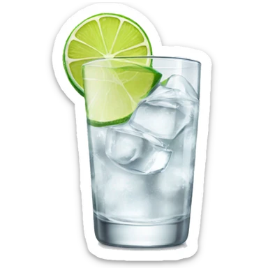 Vodka soda with a lime wedge on glass sticker