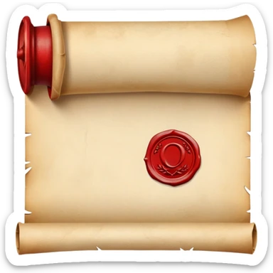 old rolled parchment scroll with wax seal sticker