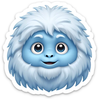 Cinematic Cute Yeti Portrait Emoji, with a charming, small, fluffy form in soft snowy whites and cool blues, featuring big, innocent eyes and a shy, gentle smile, simplified yet irresistibly endearing, highly detailed with a soft glowing outline that captures the whimsical charm of a friendly yeti ready for a cuddle! sticker