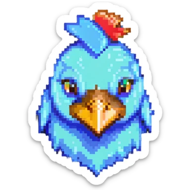ultra-minimal blocky Minecraft chicken head emoji with one large colorful square pixel, perfectly square, extremely simple, abstract, playful, childlike sticker
