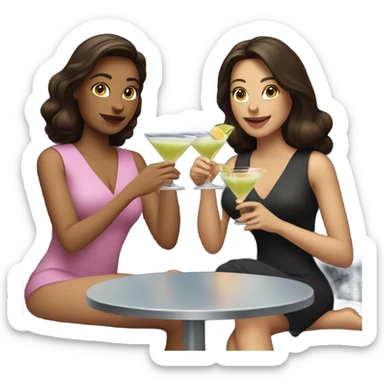  women two friends sipping martinis brunettes sticker