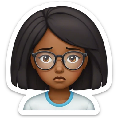 Black girl with glasses ashamed sticker