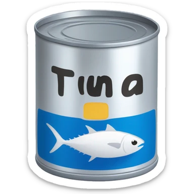  Blue can of tuna is a compact, cylindrical container designed to preserve and store tuna fish. sticker