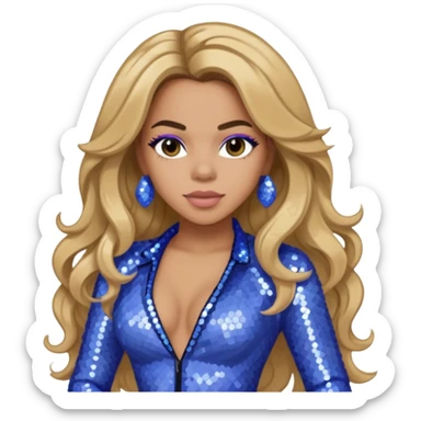 Dinah Jane from Fifth Harmony with long dark blonde hair, periwinkle sequin outfit sticker