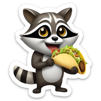 Ecstatic Raccoon eating a taco sticker