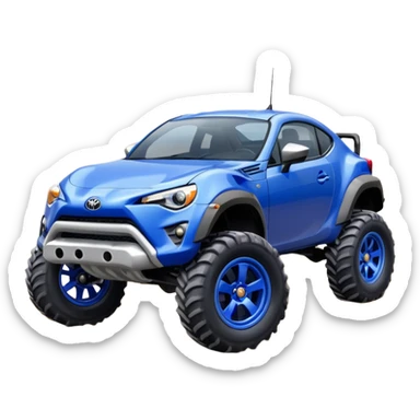 Silver Tractor wheels on monster glossy ultramarine body 2025 Toyota 86 off-road rally car  sticker