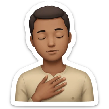 una mano en pecho ojos cerrados hombre multirracial sticker