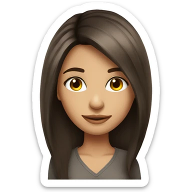 Beautiful brunette long layered hair cut girl pretty posed  sticker