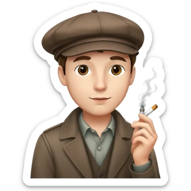 man with cigarette and newsboy hat sticker