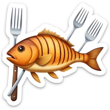 Fish making a barbecue  sticker