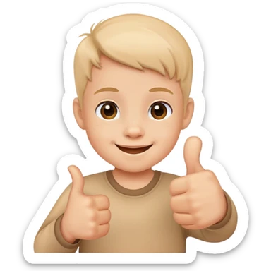child giving a thumbs up after eating all their food, cheerful and cute sticker
