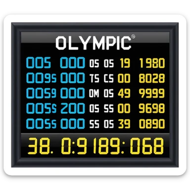 un panneau des jeaux olympic qui affiche le temps des coureurs affichant 9.58s  sticker