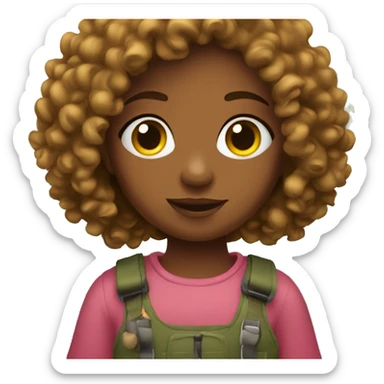 Girl with curly hair going fishing sticker