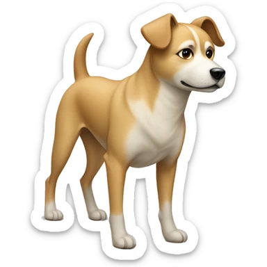 This Taiwanese village dog has a beige coat, expressive eyebrow markings, and an alert, resilient posture typical of street dogs in Taiwan. sticker