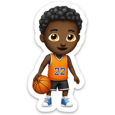 Boy playing basketball with jersey #22 sticker