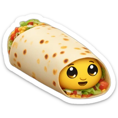 Burrito with a face sticker