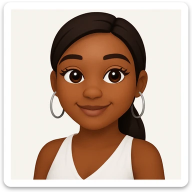 turn the second man in emoji style of the 1st image, match the facial features and match dressing style of the 2nd image, she is wearing white tank top lose sticker