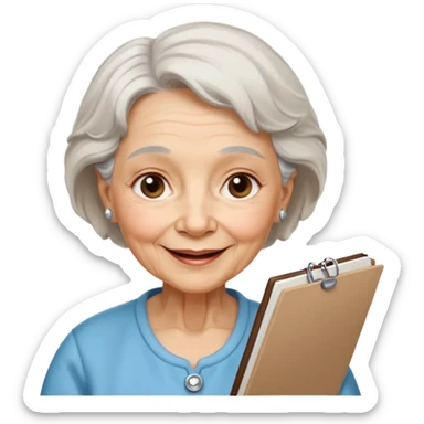 An elderly woman sketching, art board,nice picture, puppy face. sticker