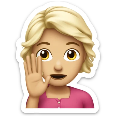 Create an emoji of a woman European  under 30 years old with a hand Make it look like she is upset waving. sticker