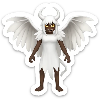 White, brunette demon with wings full body sticker