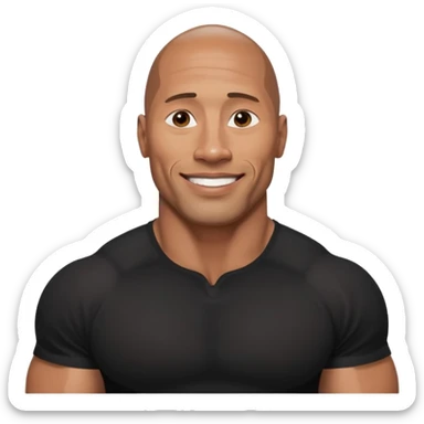 Draw Dwayne Johnson in a fitted shirt, muscular build & confident smile sticker