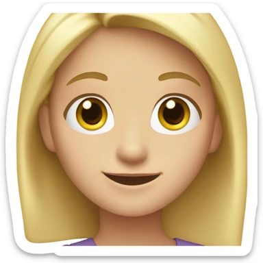 girl with blonde hair and hazel eyes waving sticker