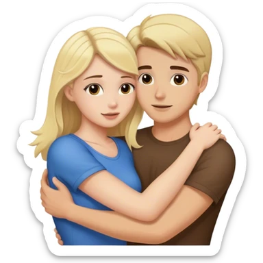 blonde girlfriend and brunette boyfriend hugging sticker