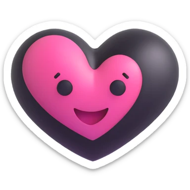 BLACKPINK-inspired 3D emoji, black and pink heart, shiny and bold sticker