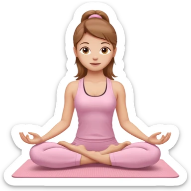 girl with light brown hair in a light pink yoga outfit on light pink yoga mat sticker