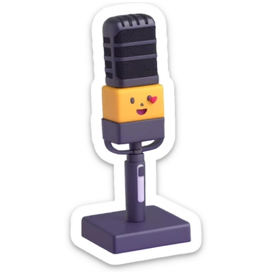 Convert the microphone into a news reporter's microphone in 3D emoji style. Add the classic square sponge with a news channel logo on it. Keep the transparent background. sticker