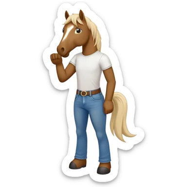 friendly anthropomorphised stallion in jeans and a t-shirt, standard pose sticker