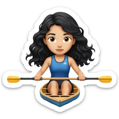 girl with long black wavy hair rowing in Olympic sport sticker