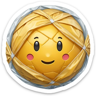 Crumpled up ball of clear plastic wrap sticker