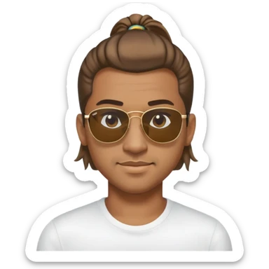 Light brown skin man with Ponytail hair and Rayban sunglasses sticker
