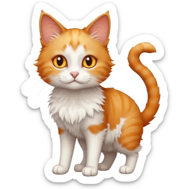 full body of tiny + skinny ginger and white cat with deep orange eyes sticker
