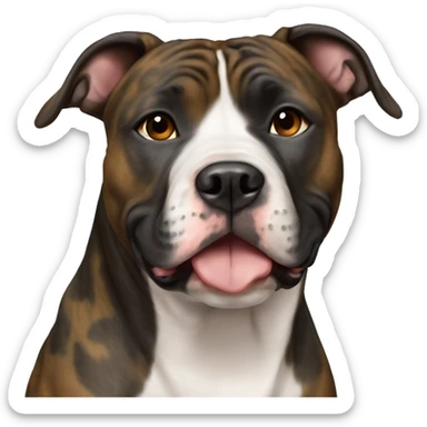Black and Blonde Brindle Female American Staffordshire Terrier with brown eyes sticker