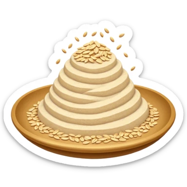 soft mound of oat flour fine pale beige powdery matte a few rolled oats mixed in no bowl scoop or packaging just the flour apple emoji style soft lighting transparent background emoji scale sticker
