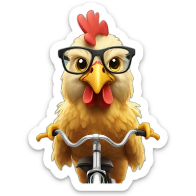 a German chicken with glasses on a bicycle sticker