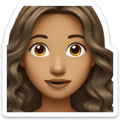 girl with long wavy dark brown hair with highlights  sticker