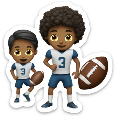 a boy playing football with two players sticker