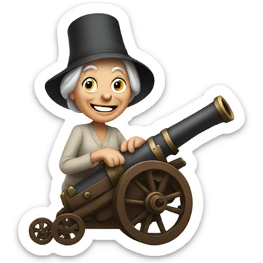 Old woman shooting out of a cannon thumbs up  sticker