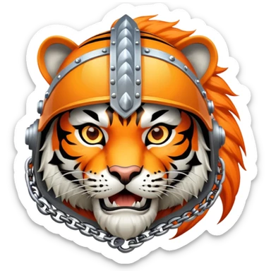 Russian bogatyr tiger with helmet and chainmail sticker
