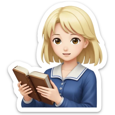 An anime girl throwing a dictionary  sticker