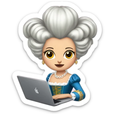 marie antoinette with a macbook looking furious sticker