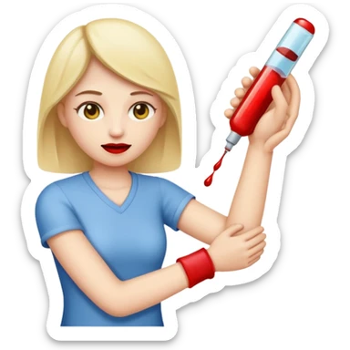 Emoji getting blood test in arm sticker