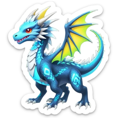 Neon Vibrant Pulsating Trail-glowing Chromatic Trico-Silvally-Dragon-fusion-hybrid sticker
