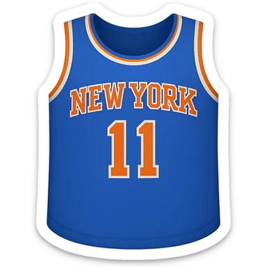 new york knicks basketball jersey featuring the number 11, ios emoji style sticker